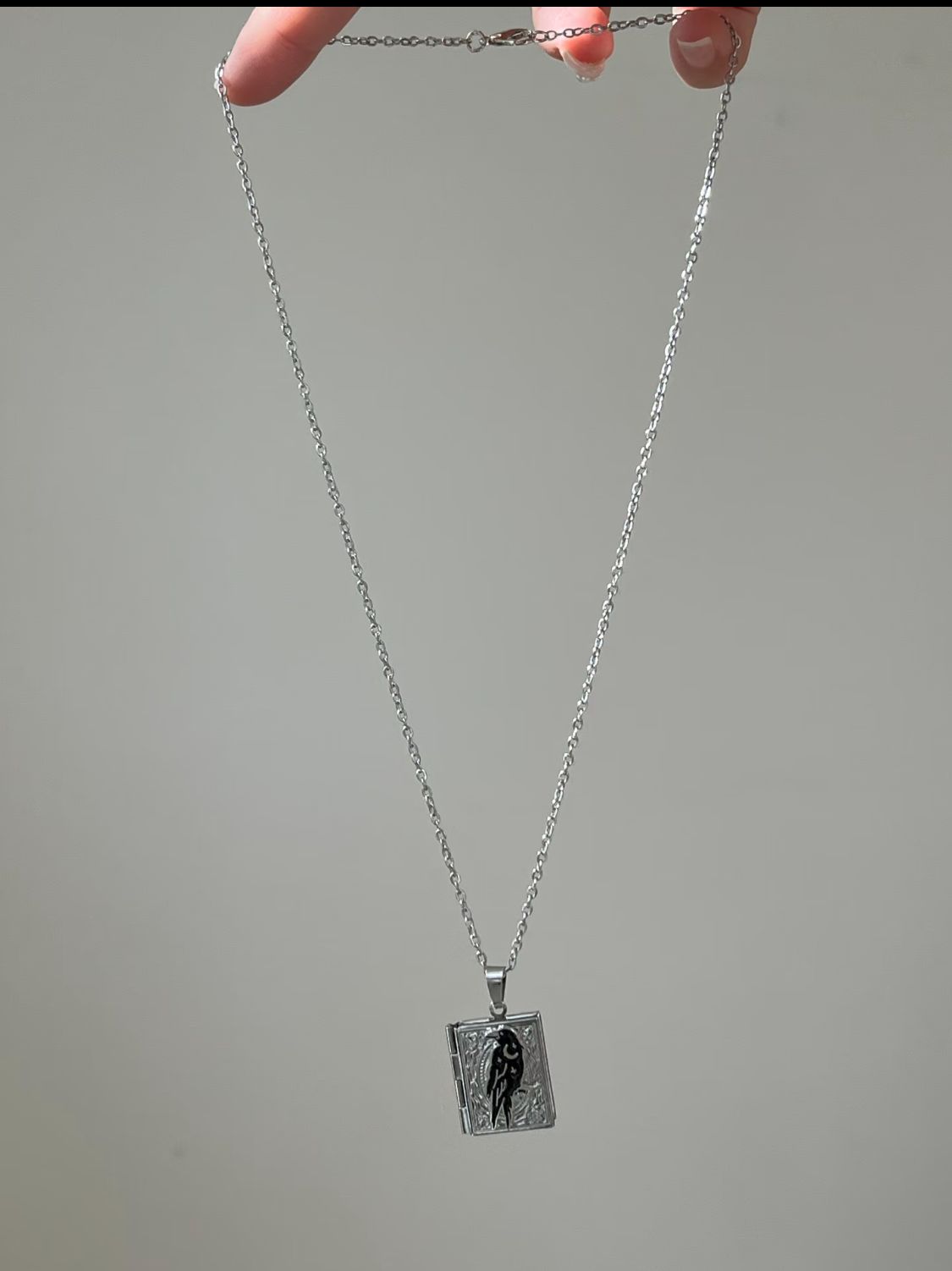 Gothic Raven Book Locket Necklace