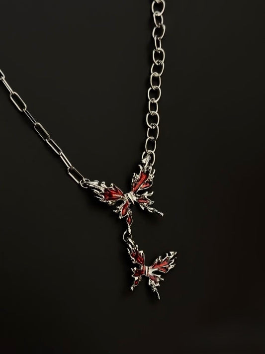Crimson Fury Butterfly Necklace