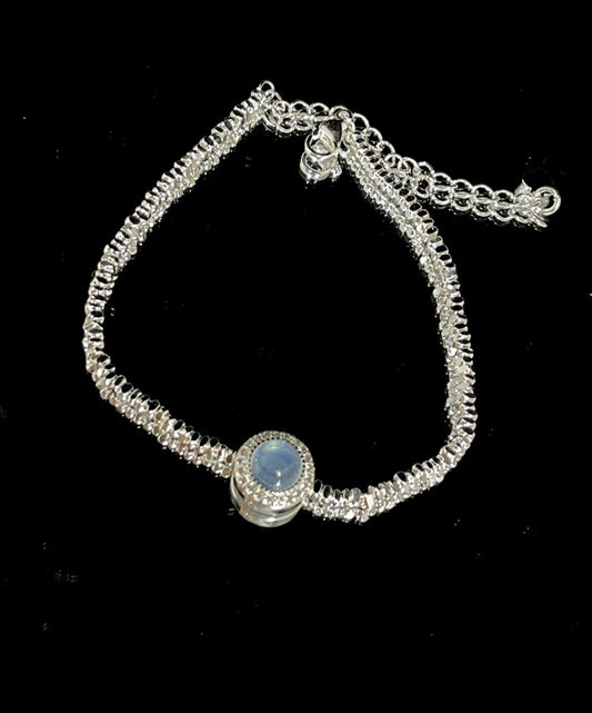 Moonstone Textured Link Necklace