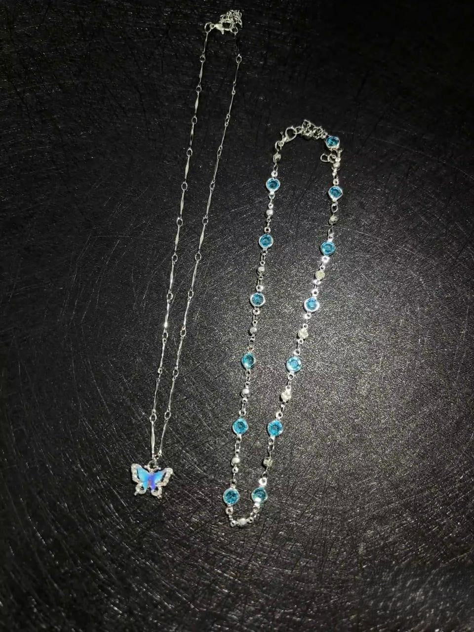 Aqua Crystal Chain Duo