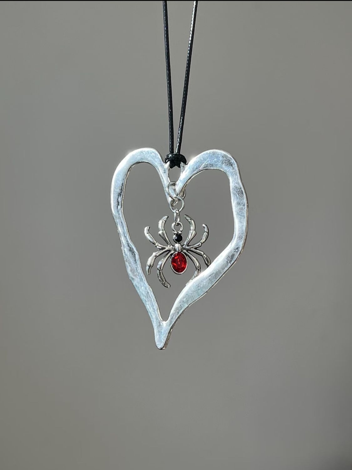 Gothic Red Spider Heart Necklace
