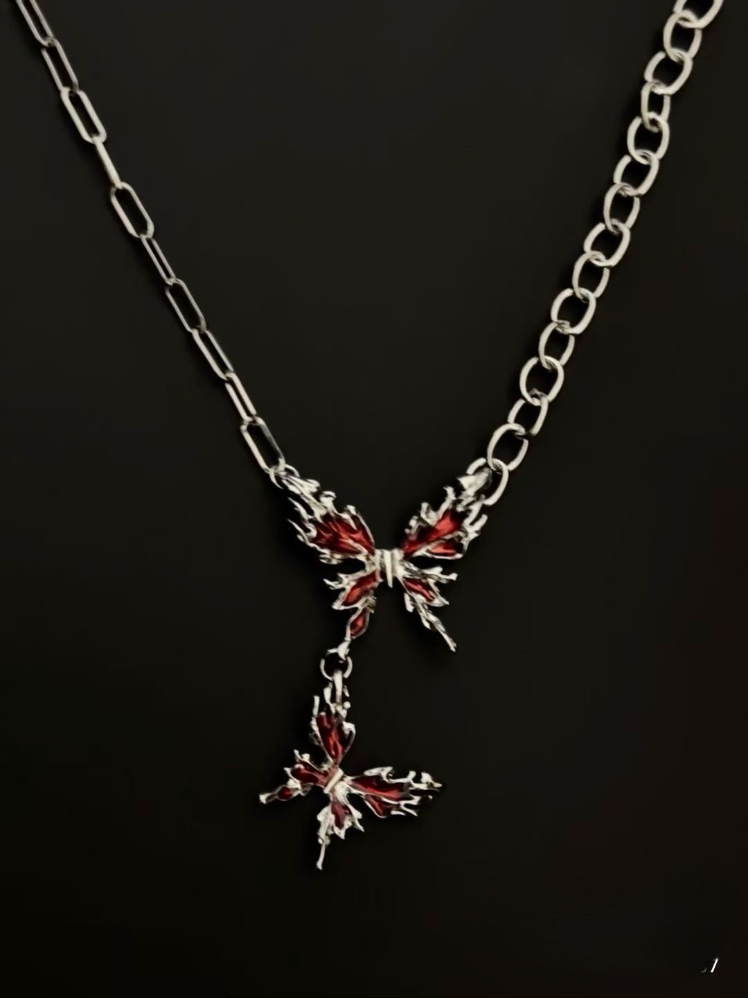 Crimson Fury Butterfly Necklace