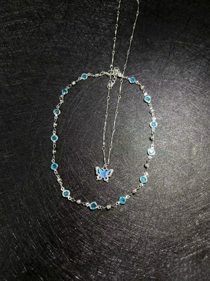Aqua Crystal Chain Duo
