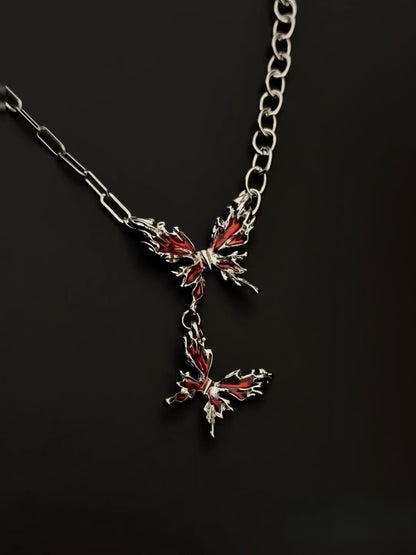 Crimson Fury Butterfly Necklace