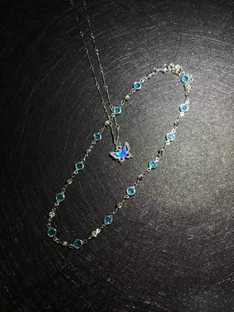 Aqua Crystal Chain Duo