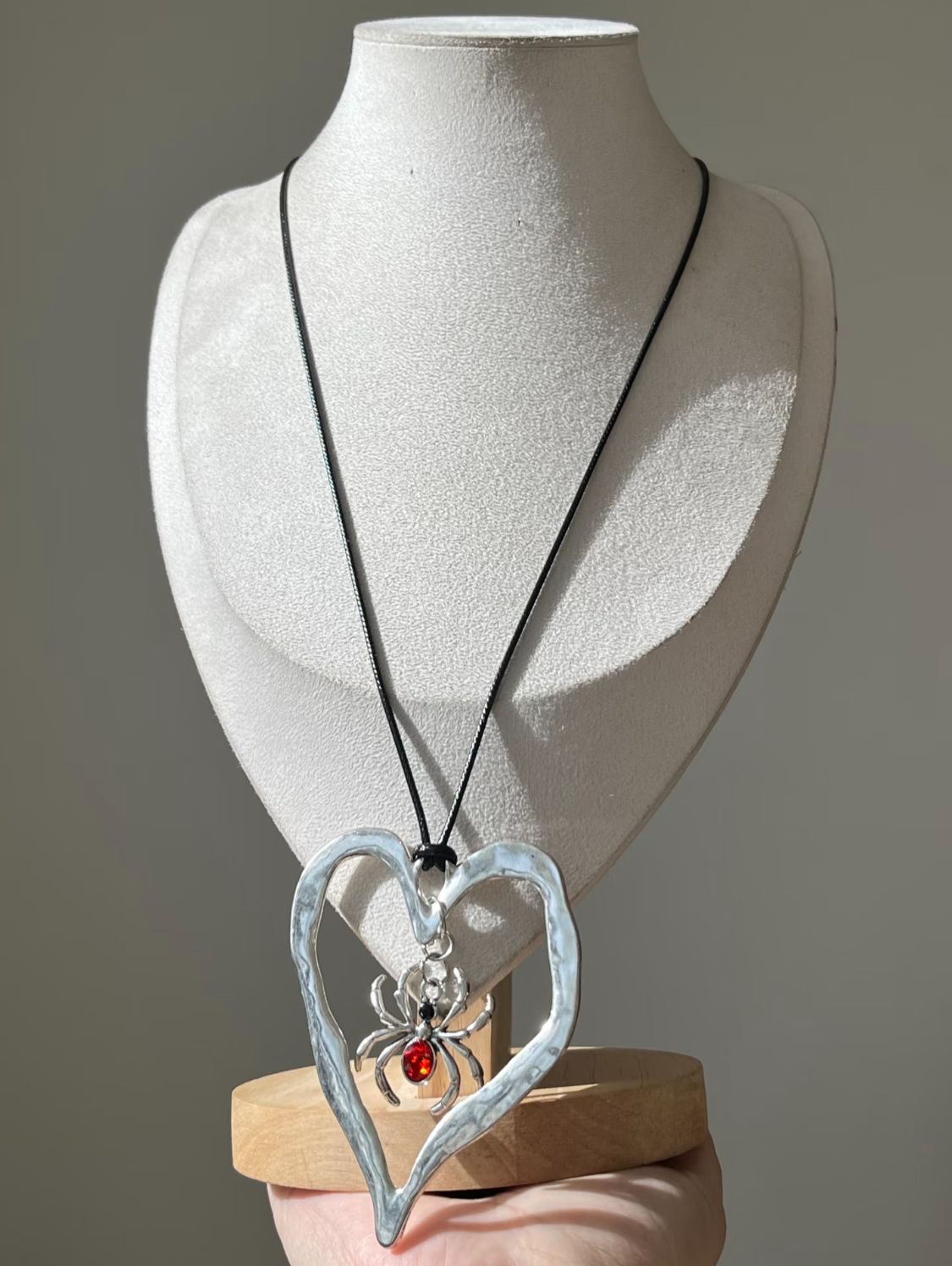 Gothic Red Spider Heart Necklace