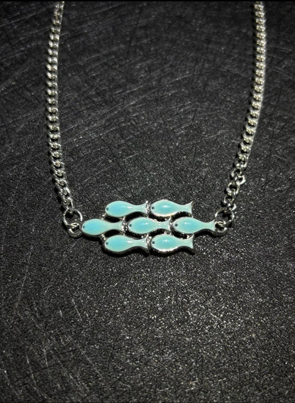 Aqua Enamel Shoal Necklace