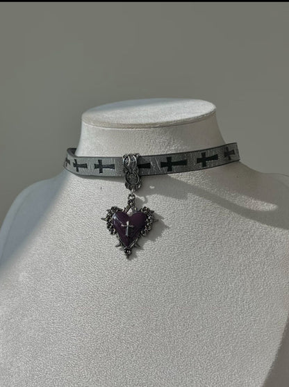 Gothic Sacred Heart Choker Necklace