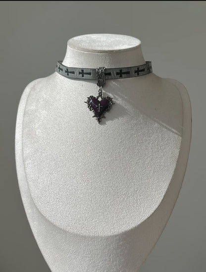 Gothic Sacred Heart Choker Necklace