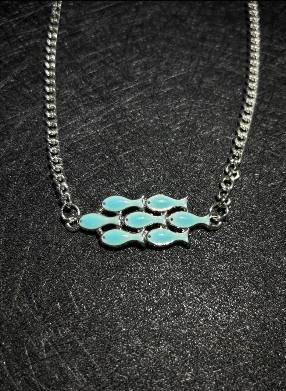 Aqua Enamel Shoal Necklace