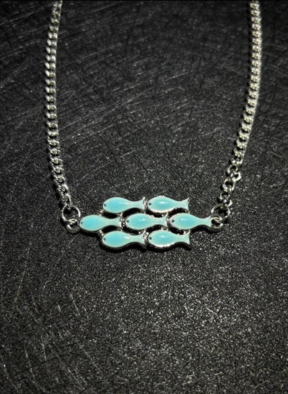 Aqua Enamel Shoal Necklace