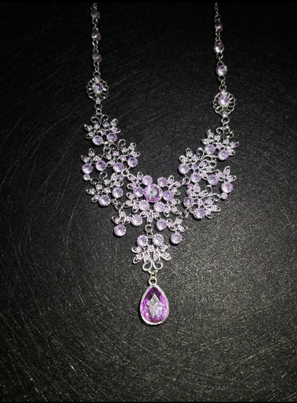 Amethyst Floral Statement Necklace