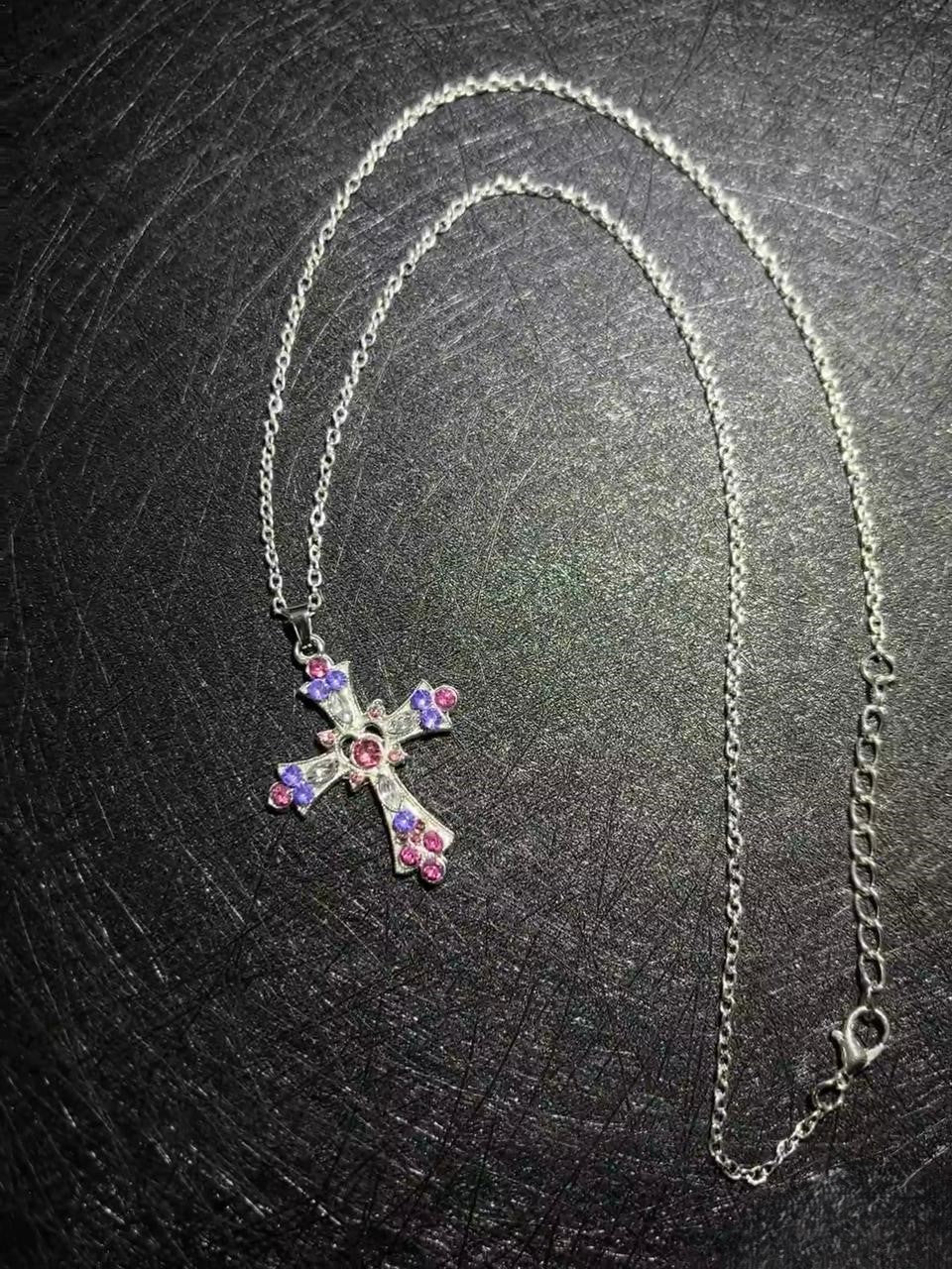 Pink & Purple Pavé Cross