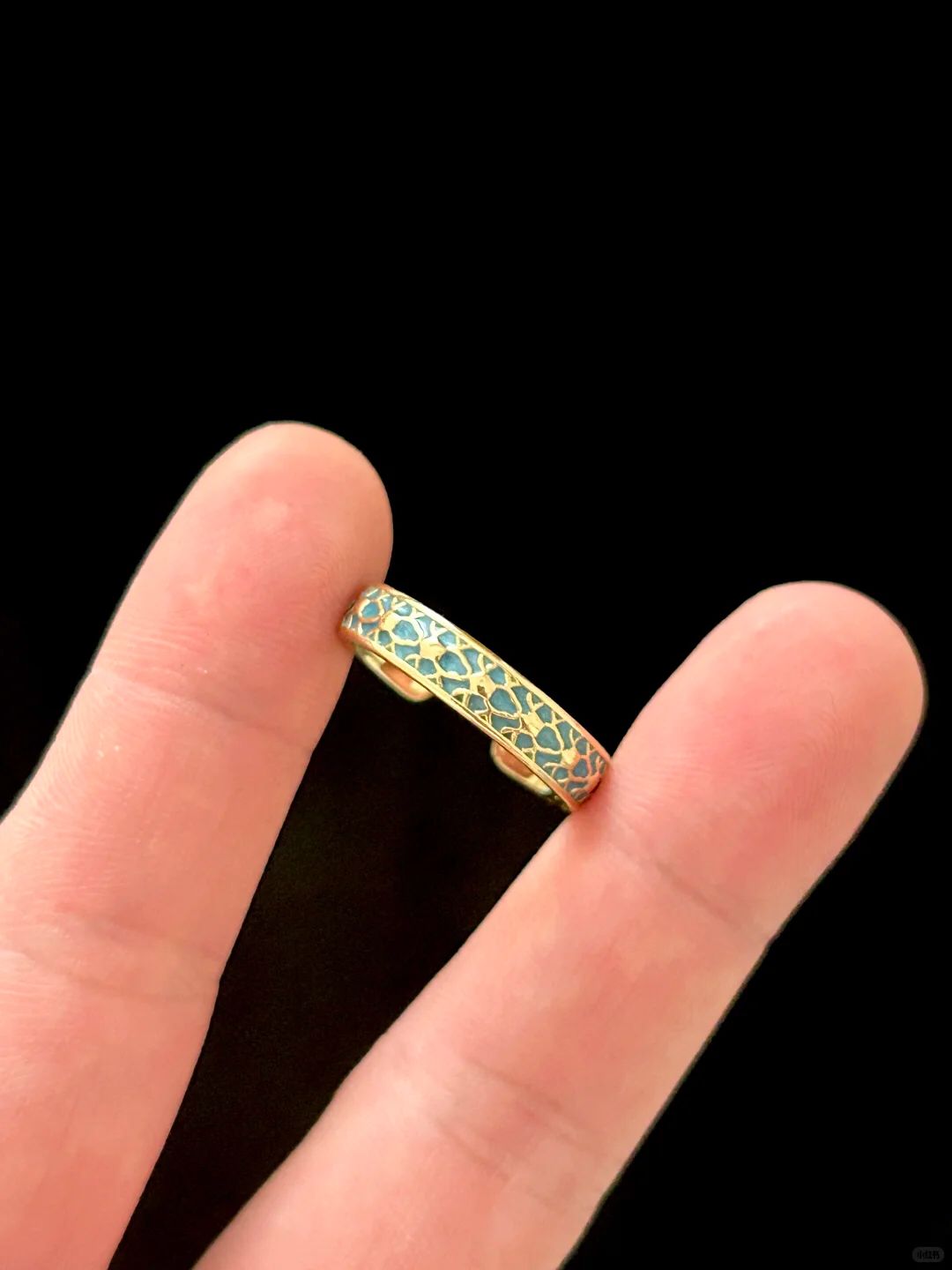 Azure Clover Enamel Adjustable Ring