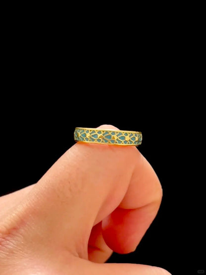 Azure Clover Enamel Adjustable Ring