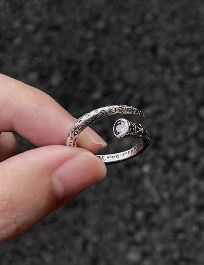 Amethyst Engraved Open Ring