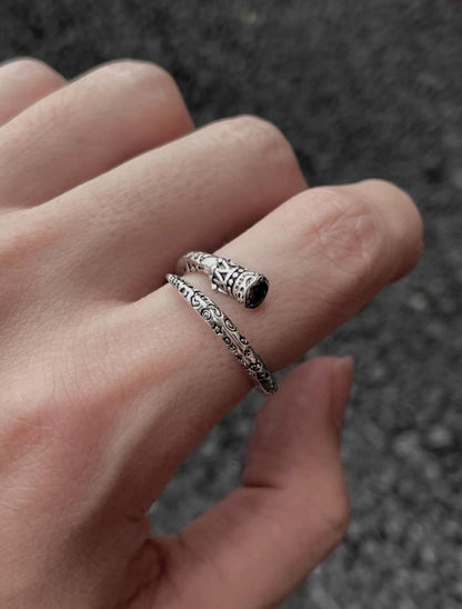 Amethyst Engraved Open Ring