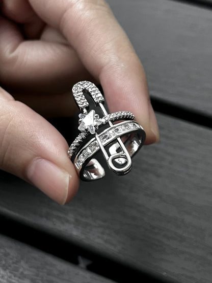 Starry Safety Pin Ring