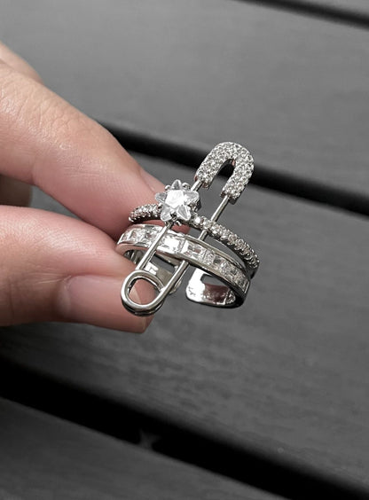 Starry Safety Pin Ring
