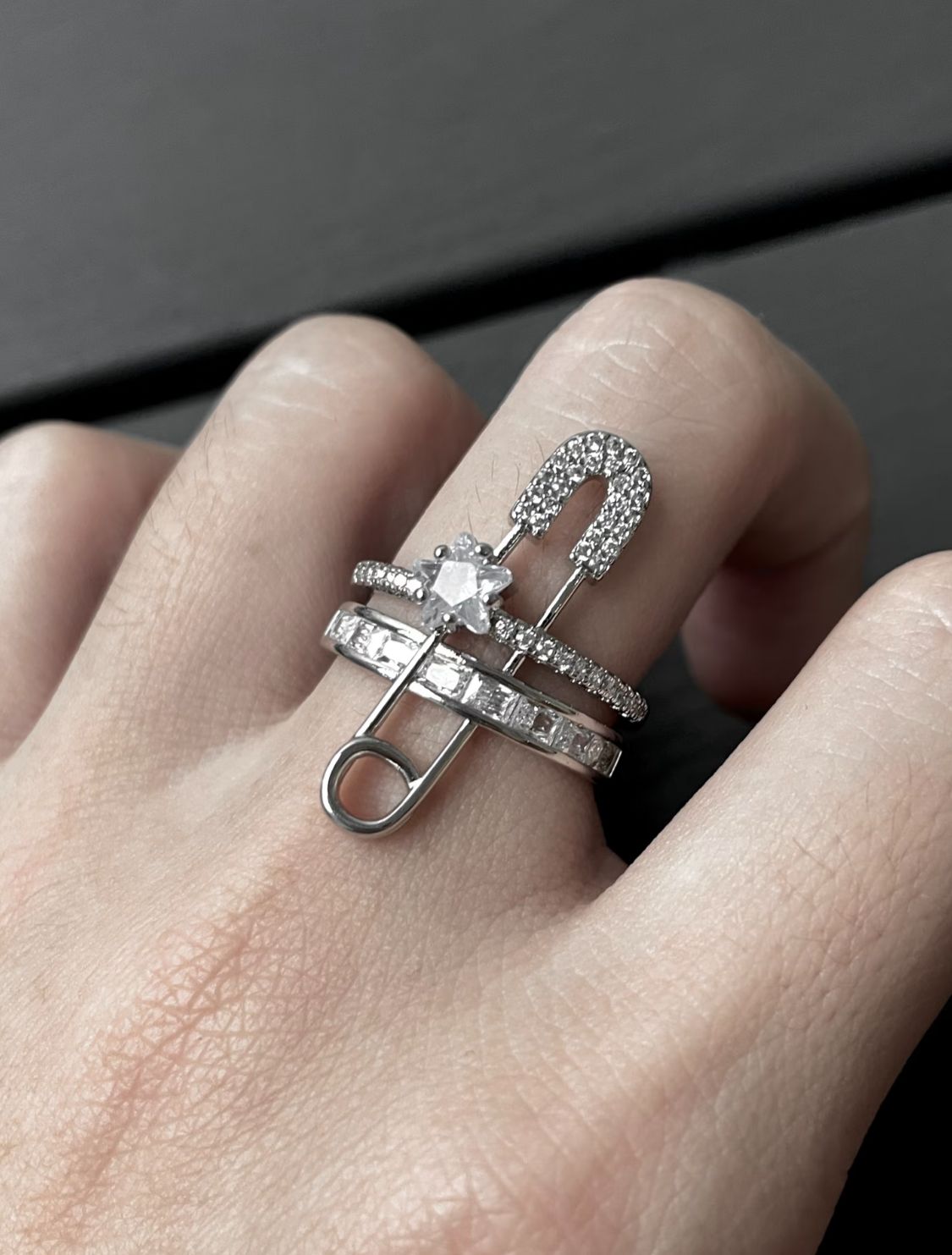 Starry Safety Pin Ring