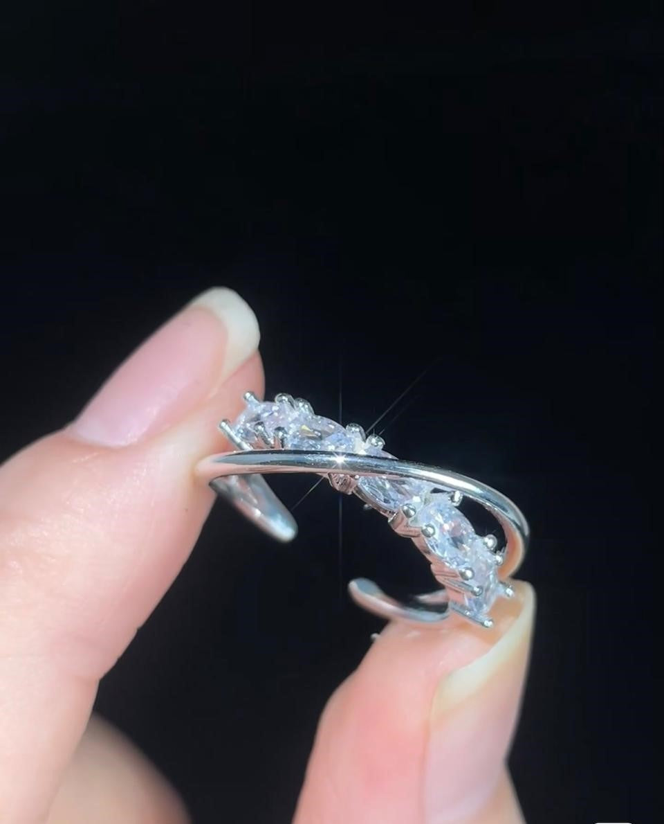 Fuchsia Beaded Cross Ring