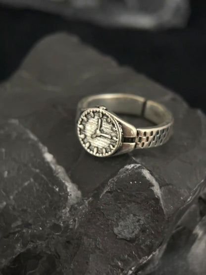 Silver Watch-Face Ring