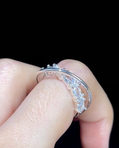 Fuchsia Beaded Cross Ring