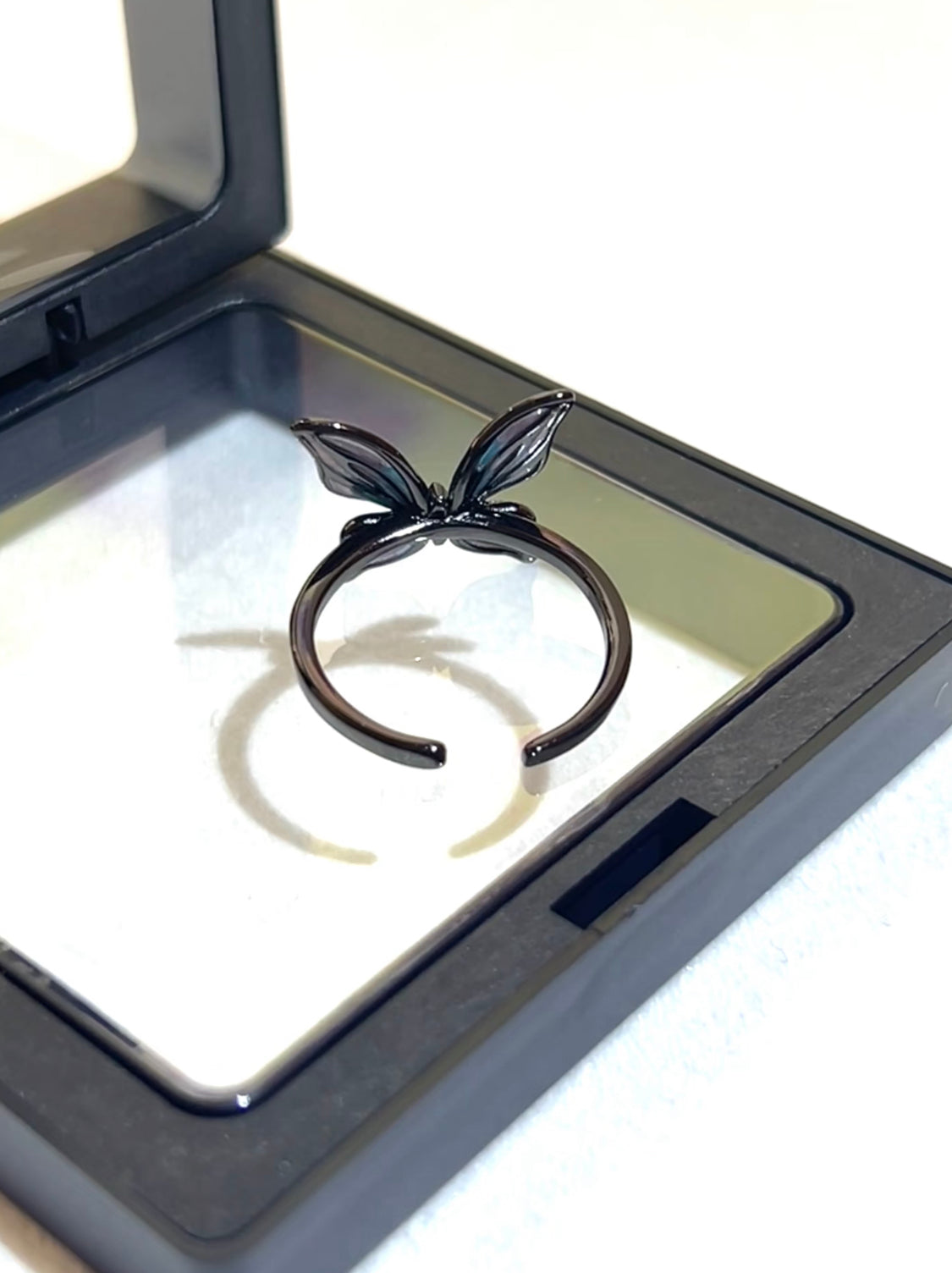 Midnight Iridescent Butterfly Adjustable Ring